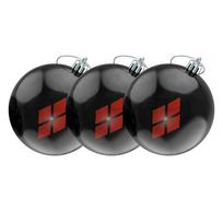Betmenas Harley Quinn Rombų Rašto Kalėdinis Burbulas Ornamentas 3 vnt.