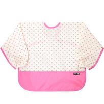 Pli? color matching waterproof long-sleeved bib, 34 cream pink hearts, 1 piece, 1 piece white