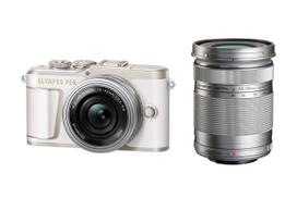 OLYMPUS veidrodinis vieno objektyvo fotoaparatas PEN E-PL10 EZ dvigubo priartinimo rinkinys baltas balta