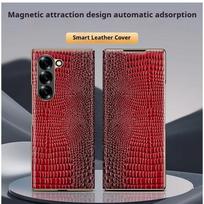 Prabangus odinis atverčiamas dėklas Samsung Z Fold 7, su krokodilo raštu, pilnas komplektas su magnetiniu plonu odiniu dėklu Samsung Z Fold 6 5 Galaxy Z Fold6 rožinė raudona spalva