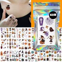 Nizel Children's Halloween Wound Tattoo Sticker Kids Henna Tattoo Replica, 1 set, Halloween Mini A Set (60 sheets) (A+B) black