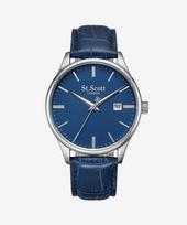 [ST.SCOTT LONDON] ST.SCOTT LONDON Simple Line Date Leather Watch ST7109L-SLL ST7109L-SLL blue