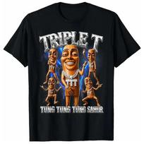 Tung Tung Tung Sahur Brainrot Meme Shirts Triple T T-Shirt Funny Graphic Tees XS brown
