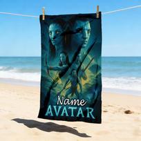 Personalized Name Avatar World Stylish Digital Printing Beach Towel Quick‑Drying Absorbent Blanket for Beach Pool Gym Travel 70cmx140cm(27x55inch) blue