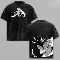 Anime Shihouin Yoruichi BLEACH Washed Cotton T-shirt Vintage Summer Short Sleeve Cotton Tees Tops Men Women Clothing T Shirt L black