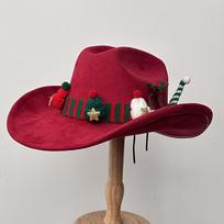New Holiday Hat Party DIY Color Prom Show Hat Peachy Heart Woolen Christmas Cowboy Hat black