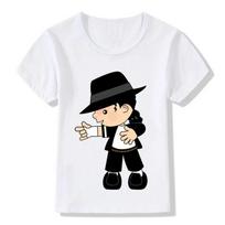 Unisex Michael Jackson Cartoon Design Children T Shirt Boys /Girls Rock N Roll Star Tops T -Shirt womens Casual Clothes 150 white