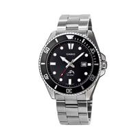 CASIO Custom Collection MDV 106 1 Kvarcinis mechanizmas Nerūdijančio plieno apyrankė Laikrodis Unisex Juodas ciferblatas MDV-106-1A(Watch4--) Swordfish Aquaracer Silver Plate Chain gray