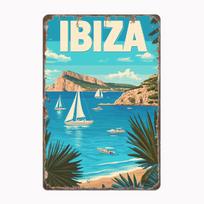 Ibiza Minimalistinis Vektorius Plakatas Metalinė Plokštelė Plakatas Klubas Namų Baras Urvas Klasikinės Plokštelės Skardinis Ženklas Kambario Sienų Dekoras 20x30cm（7.8x11.8inch） blue