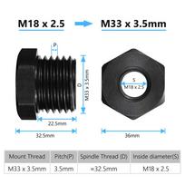 XCAN Lathe Headstock Spindle Adapter M33x3.5/M18x2.5/1-8TPI/ 3/4''x16 Chuck Insert Wood Turning Woodworking Tool Accessories Tire Chucks 1 M33x3.5 to 1-8TPI
