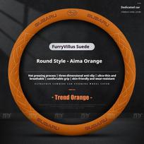For Subaru STI Outback Brz Wrx Xv Ascent Forester Impreza Legacy Car Suede Leather Ultrathin Steering Wheel Cover Accessories oranžinė