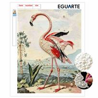 DIY Pearl and Diamond Painting Kit for Adults and Beginners. Flamingo Sparkling Craft Art. Home Wall Decor and Handmade Gifts 30x40（Framed） beige