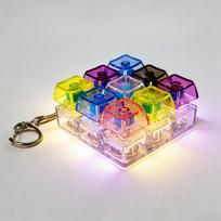 Led Light-Up Keychain Keyboard Clickable Button Fidget Toy Stress Anxiety Relief Portable Desk Accessory Office Decor Gift yellow