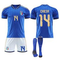 Italija Vyrai Nr. 14 Chiesa futbolo aprangos komplektas 2026 m. pasaulio čempionatui 22# mėlyna