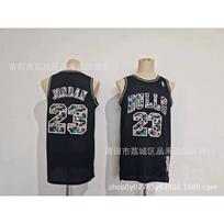 Mens Basketball Jersey Michael Jordan Chicago Bulls 23 Kobe Bryant Lakers 24 Retro Black Camo Embroidered Sport Shirt Large gray