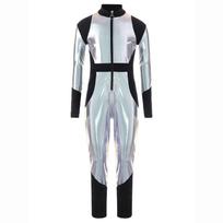 Vaikų kostiumas ateiviams Kombinezonas Ilgomis rankovėmis Aukštas juosmuo Blizgantis metalinis Užtrauktuko dizainas Helovino Cosplay Bodysuit 7-8 Years sidabras