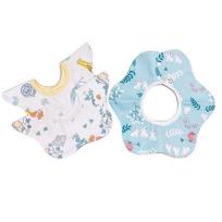 Luxury baby infant cotton waterproof rolling bib 3-piece set, zoo, pure, sky forest, 1 set white