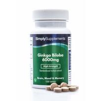SimplySupplements Ginkgo Biloba 6000 mg, Brainin, Mood, Memory, 120 Tablets