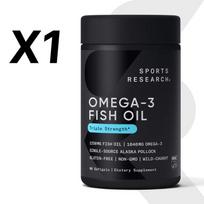 Sports Research Laukinių Aliaskos Pollako 1040 mg Omega-3 Žuvų Aliejaus Trigubo Stiprumo Minkštos Kapsulės, 90 Tablečių, 1 Vnt.