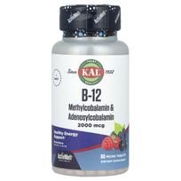 KAL, B-12 metilkobalaminas ir adenozilkobalaminas, mišrios uogos, 2000 mcg, 60 mikrotablečių
