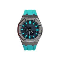 CASIO Unisex skystųjų kristalų/analoginis dvigubo ekrano serija 48,5 mm juodas laikrodis GA-2100-1A1- Ice Blue Elegance black