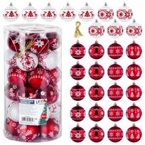 Kalėdinių eglutės žaisliukų rinkinys, 30 vnt., 6 cm, plastikiniai