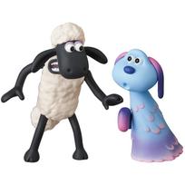 Medicom Toy UDF Ultra Detail Figure 593 Shaun the Sheep UFO Shaun approximately fully assembled figures No. Movie Fever! & Lu-La, 75mm/60mm tall, gray