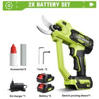 ONEGREEN Šepetėlių neturintis 30 MM Elektrinis Genėjimo Žirkles 2 Greičiai Belaidis Medžio Bonsų Genėjimo Žirklių Įrankiai Makita 21V Baterijos Pin 2x Battery-EU plug yellow