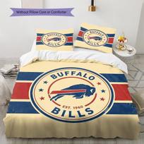 Buffalo Bills Pattern Bedding Quilt Set  Home Decoration  Gift (1 * duvet cover + 2 * pillowcase  without core) 200x200cm blue