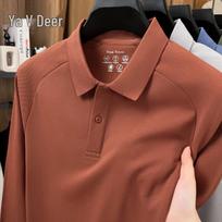 Yalu Men's Long-Sleeve Business Polo Shirt L plytų raudona spalva
