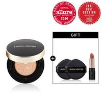 laura mercier floris lumiere perfecting cushion (2 cushion puffs & mini lipstick included) cream black