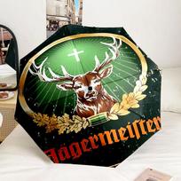 Jägermeister: The Spirit Of Tradition Automatic Folding Umbrella - 8-Rib Travel Umbrella with Auto Portable Case, Ideal Gift for Birthdays Three-fold umbrella green