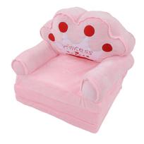 Sulankstoma vaikiška sofa 2 viename, atlenkiama, miela sofa-lova svetainei, miegamajam, su karūnos raštu, rožinė 3 three layers