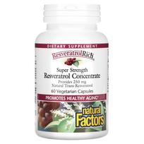 Natural Factors, ResveratrolRich, Super Strength, Resveratrol Concentrate, 60 Veggie Capsules