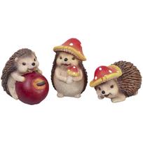 Valery Madelyn Autumn Ornaments, Seasonal Decor, Cute Hedgehog Set of 3 Figurines, Objects, Interior Decor, Outdoor Decor, Statues, Autumn Garden, beige