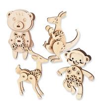 Medinis trimačio dėlionės gyvūnų B rinkinys Korėja 3D dėlionė beige
