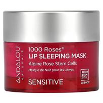Andalou Naturals, 1000 rožių, lūpų miegančios grožio kaukė, jautri, 0,42 uncijos (11,9 g) white