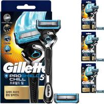Gillette ProShield Chill skustuvo rankena + peilis 2p, 1 vnt., 4 rinkiniai, Korėjos skutimosi peiliukai gray
