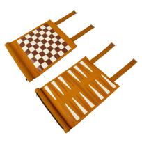 Andux Ritinėjamas šachmatų rinkinys Backgammon stalo žaidimas Mikropluošto Nešiojamas Dvigubos paskirties PGSLQ-01 (Ruda) brown