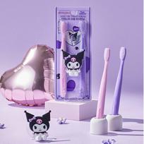 EUTHYMOL Purple Whitening Toothbrush 2-pack Promotion: Choose 1 of 2 (Kuromi Toothbrush Holder / Regular) Purple toothbrush set of 2+toothbrush holder gray