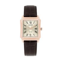 Casio Unisex Analoginis Kvadratinis Vintažinis Retro Odinis Laikrodis Mtp B190rgl 9bvdf MTP-B190RGL-9BVDF beige