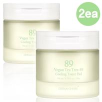 Dermashare Vegan Tea Tree 89 Cooling Toner Pads, 70 packs, 2 pieces white