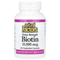 Natural Factors, Extra Strength Biotin, 10,000 mcg, 60 Veggie Capsules