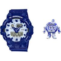 CASIO Vyriškas Mėlynas Laikrodis su Skystųjų Kristalų/Analoginiu Dvigubu Ekranu, GA-700BWP-2APFQ Doll gift box blue