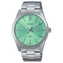 Casio Life Waterproof Quartz Movement Stainless Steel Strap Watch Men watches Green MTP-VD03D-3A2 Green Dial blue