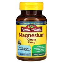 Nature Made Magnio citratas, 250 mg, 60 minkštųjų gelių (125 mg viename minkštame gelyje)