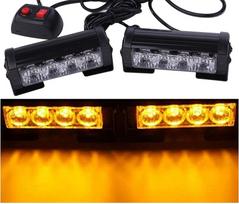 12V Strobe Light Bar LED Set of 2 Emergency Warning geltona