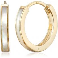 Stellar.J White Butterfly Hoop Earrings K10 Yellow Gold PGD8031J-04 beige