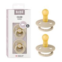 BIBS Natūralaus kaučiuko čiulptukų rinkinys iš 2 vnt. SPALVOTAS 2 dydis Japoniškas Be BPA Arkos formos sumažina trintį Apvalus spenelis panašus į krūtį 120285 (6-18 mėnesių) beige