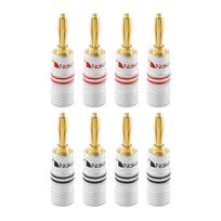 Nakamichi Bananiniai kištukai 24K paauksuoti garsiakalbių kabelių jungtys Aliuminio metalinis korpusas Matmens dydis 4 mm Vnt. Bananinis 12AWG-18AWG (8 (4 poros), Kištukai)